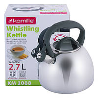 Чайник Kamille 2.7л из нержавеющей стали со свистком и бакелитовой ручкой KM-1088 mn