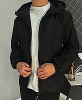 Куртка-ветровка мужская черная базовая водоотталкивающая на весну осень черного цвета