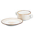 Тарілка супниця з блюдцем 300 (мл) тарілка для супу глибока бульйонниця з двома ручками керамічна кругла Lugi, фото 3