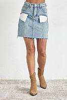 Джинсовая юбка мини с карманами наружу - джинс цвет, L (есть размеры) mn