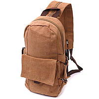 Вместительный текстильный рюкзак в стиле милитари Vintagе 22180 Коричневый mn