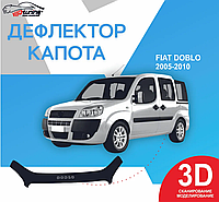 Дефлектор капота на Fiat Doblo I 2004-2010 после ресталинга. Мухобойка на Fiat Doblo