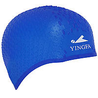 Шапочка для плавания на длинные волосы YINGFA C0061 цвет синий sp