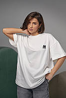 Хлопковая футболка с вышитой надписью Ami Paris - молочный цвет, L (есть размеры) mn