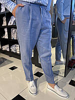 Мужские классические льняные летние штаны Giotelli Giotelli Синие Стильные синие брюки Брюки летние льняные