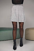 Вязаная юбка с имитацией плиссировки - серый цвет, L (есть размеры) mn