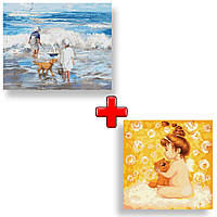 Набір картин за номерами 2 в 1 "Граючи з хвилями" 40х50 KHO2323 та "Малюк" 30х30 KHO2385 mn