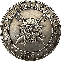 Сувенир монета доллар США Морган 1890г "Череп на саблях". Hobo Coin American Morgan