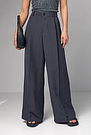 Жіночі широкі штани-палацо зі стрілками темно-сірий колір, L (є розміри) mn