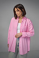 Удлиненная рубашка женская на пуговицах - розовый цвет, S (есть размеры) mn