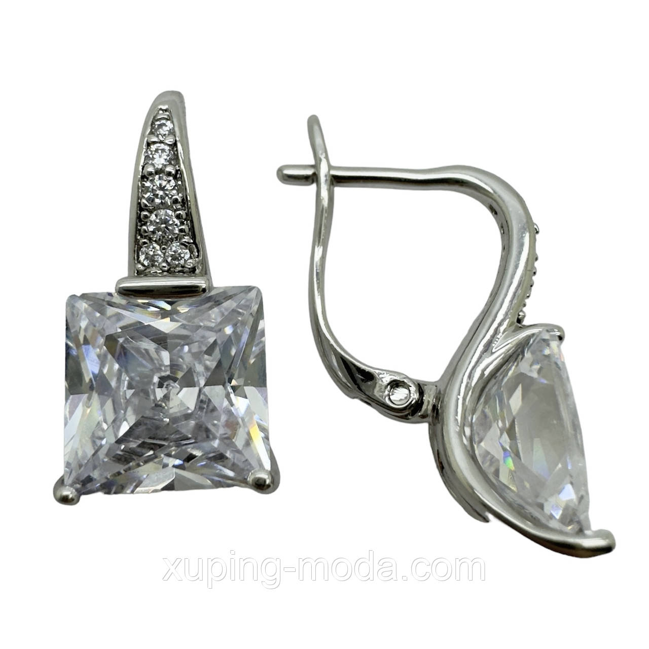 Сережки  xuping. 20x10 мм. Родій, фото 1