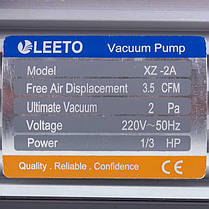 Вакуумний насос LEETO XZ-2 (1 ступ./100 л/хв.), фото 2