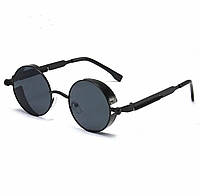 Солнцезащитные очки круглые с черными линзами и оправой в стиле стимпанк