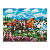 Алмазная мозаика "Табун лошадей" EJ1365, 40х30 см fn