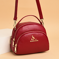 Женская мини сумочка клатч на плечо Кенгуру сумка для девочек эко кожа красного цвета Shopen Жіноча міні