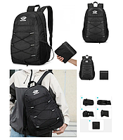 Рюкзак складной черный спортивный городской 47*33 см на молнии с карманом Kay