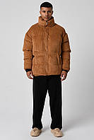Зимняя мужская вельветовая Куртка Оверсайз терракотовая пуховая Vamos Velvet Saffron Shopen Зимова чоловіча