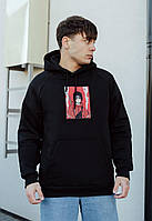 Худи черное мужское с капюшоном кофта для мужчины Staff warrior oversize fleece Shopen Худі чорне чоловіче з