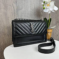 Стильная женская мини сумочка клатч YSL с цепочкой маленькая сумка с черной брючкой из искусственной кожи