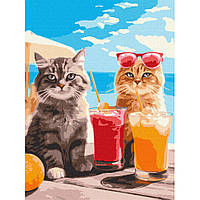 Картина по номерам "Котики на отдыхе" KHO6601 30х40см Shopen Картина за номерами "Котики на відпочинку"