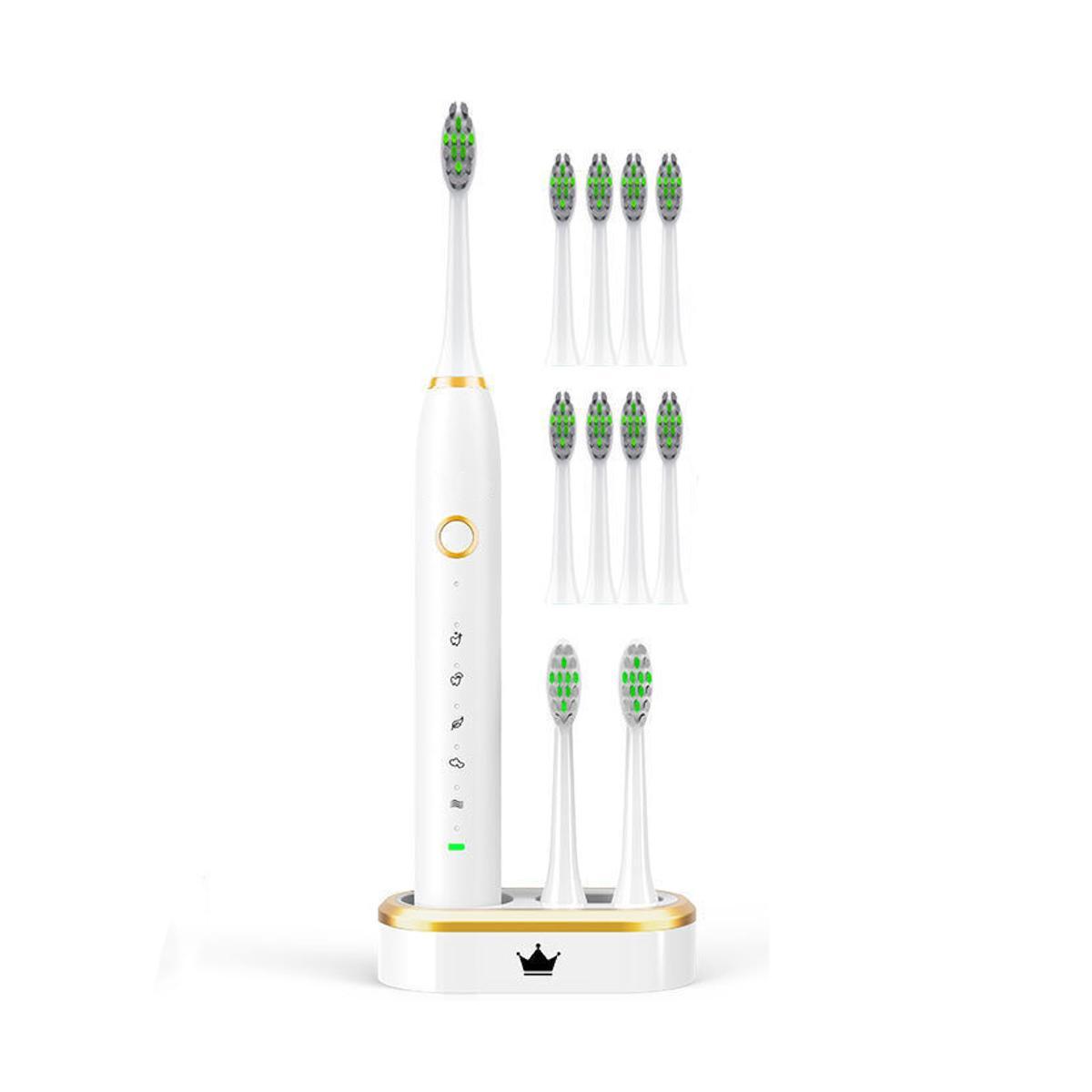 Ультразвукова електрична зубна щітка з 10 насадками X-10 Ultrasonic White