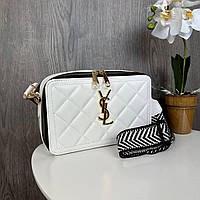 Женская мини сумочка клатч YSL экокожаная сумка на плечо стеганая Белый Shopen Жіноча міні сумочка клатч YSL