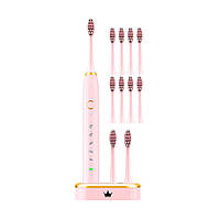 Ультразвуковая электрическая зубная щетка с 10 насадками X-10 Ultrasonic Pink