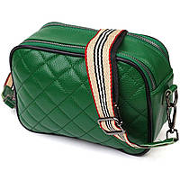 Женская прямоугольная сумка кроссбоди из натуральной кожи Vintage Зеленая Shopen Жіноча прямокутна сумка