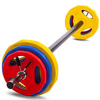 Штанга для фитнеса и аэробики фитнеа памп Zelart FI-0903 длина-1,3м 28мм 17,5кг желтый-синий-красный sp
