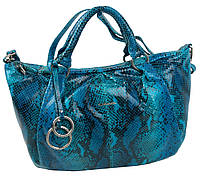 Сумка женская из натуральной кожи под рептилию Giorgio Ferretti голубая Shopen Жіноча сумка з натуральної