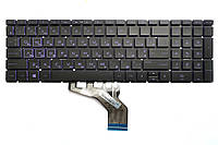 Клавіатура для ноутбуків HP 250 G7/G8, 255 G7/G8 чорна без рамки, з підсвічуванням, фіолетові символи UA/RU/US