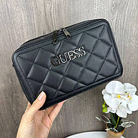 Каркасная женская мини сумочка стеганная сумка для девочек стиль Guess черная Shopen Каркасна жіноча міні