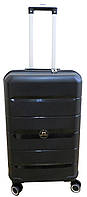 Средний чемодан из полипропилена ни колесах 60L My Polo, Турция черный Shopen Середня валіза з поліпропілену