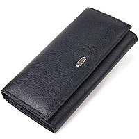 Классический женский кошелек из натуральной кожи CANPELLINI 21657 Черный Shopen Класичний жіночий гаманець з