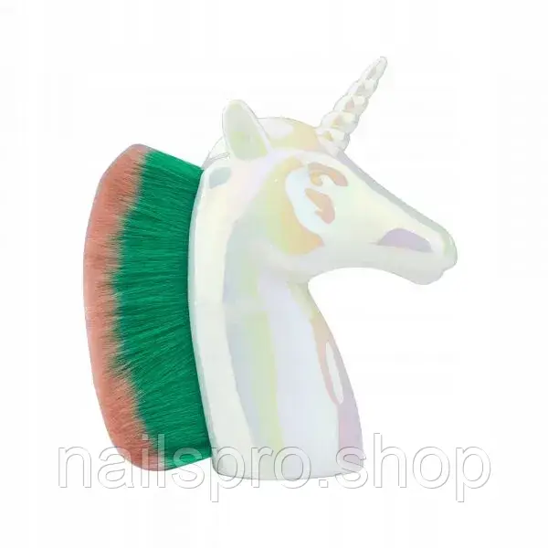 Щітка манікюрна для видалення пилу з нігтів Єдиноріг (біла), фото 1