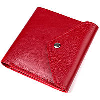 Яскравий жіночий гаманець із глянсової натуральної шкіри GRANDE PELLE Червоний Shopen
