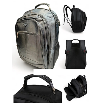 Рюкзак чорний спортивний міський 48*34 см на блискавці з кишенею Kay