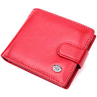 Женское портмоне с блоком для карт из натуральной кожи ST Leather Красный Shopen Жіноче портмоне з блоком для