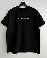 Мужская патриотическая черная футболка оверсайз для мужчины IU - black Shopen Патріотична чоловіча чорна