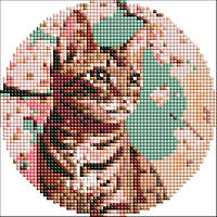 Алмазная мозаика на круглом подрамнике "Волшебный котенок" AM-R7912 d19см Shopen Алмазна мозаїка на круглому