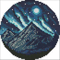Алмазная мозаика на круглом подрамнике "Ночное сияние" AM-R7916 с АВ стразами d19см fn