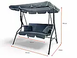 Садова гойдалка з подушками 3-х місна MAS-4003A-LG СВІТЛО СІРА Качеля для саду, городу, тераси, фото 7