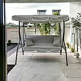 Садова гойдалка з подушками 3-х місна MAS-4003A-LG СВІТЛО СІРА Качеля для саду, городу, тераси, фото 3