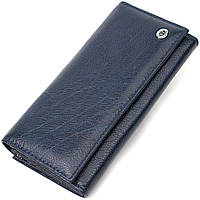 Вместительный женский кошелек из натуральной кожи ST Leather Синий Shopen Місткий жіночий гаманець із