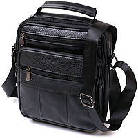 Мужская сумка из натуральной кожи Vintage Черный Shopen Чоловіча сумка з натуральної шкіри Vintage Чорний