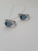 Дитячі срібні сережки Полуничка, родовані