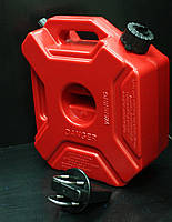 Пластиковая экспедиционная канистра 5 литров с носиком-лейкой и креплением (Красная)