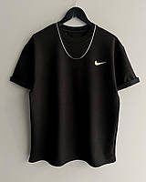 Оверсайз мужская найк футболка черная с белым логотипом nike Shopen Оверсайз чоловіча найк футболка чорна з