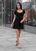 Невероятное черное Платье Staff для девушки с короткими рукавами стаф Shopen Неймовірна чорна Сукня Staff для