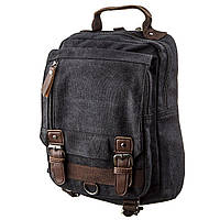 Сумка-рюкзак на одно плечо Vintage Черная сумка для мужчины Shopen Сумка-рюкзак на одне плече Vintage Чорна